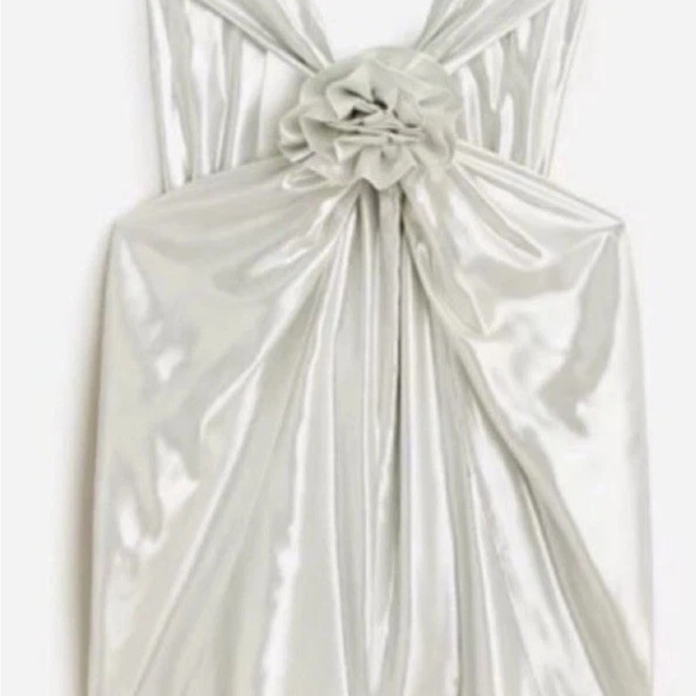 💎J.Crew Collection Rosette Silver Lamé Halter Top• NWT BV878 •Rare 2009–2011 Era